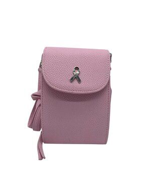 Signature Pink Pebbled Faux Leather Cellphone Crossbody